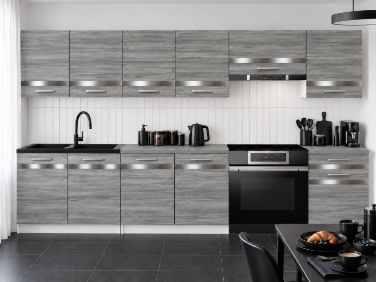 Mobilier de bucătărie Prestige 260 cm glamour wood cu blat Producător TOR P Frida/0/WT/GW1/0/C1/SL