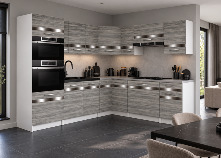 Mobilier de bucătărie Prestige 420 cm glamour wood  cu blat Producător: TOR P Diego/0/WT/GW1/0/C1/SL