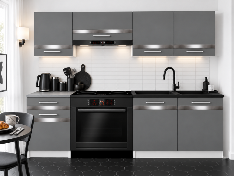 Mobilier de bucătărie Prestige 180 cm gri mat cu blat Producător TOR P Leonardo/0/WT/SR/0/C1/SL