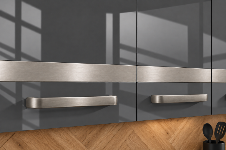 Mobilier de bucătărie Prestige 180 cm gri lucios fără blat Producător INF P Leonardo/0/WT/S/BB/C1/SL