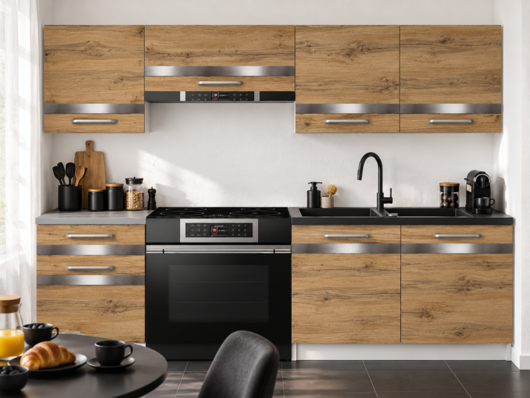 Mobilier de bucătărie Prestige 180 cm stejar wotan fără blat Producător TOR P Leonardo/0/WT/DW/BB/C1/SL