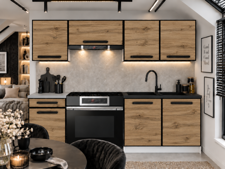 Mobilier de bucătărie Linea 180 cm stejar wotan fără blat Producător TOR L Leonardo/0/WT/DW/BB/A1