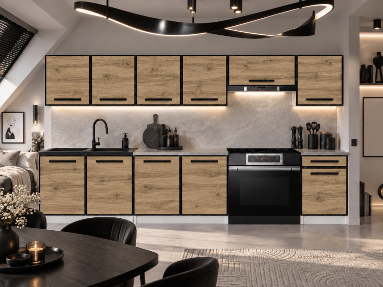 Mobilier de bucătărie Linea 260 cm stejar wotan fără blat Producător TOR L Frida/0/WT/DW/BB/A1