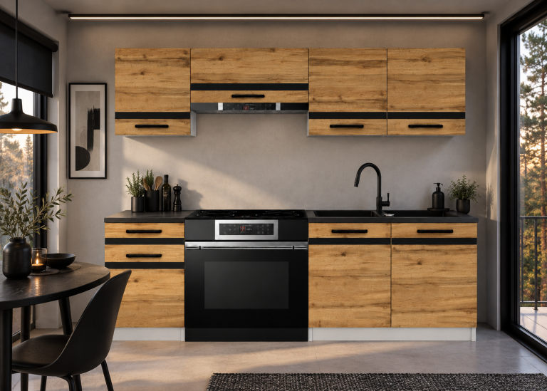 Mobilier de bucătărie Prestige 180 cm stejar wotan fără blat Producător TOR P Leonardo/0/WT/DW/BB/A1/CM